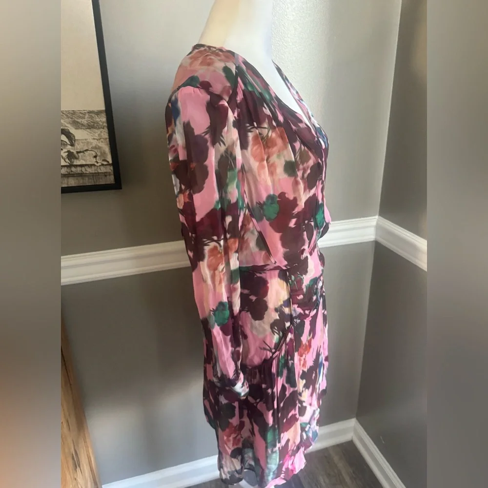 Reiss Josephine Pink Plum Floral Dress W/Pockets Size 4 NWT $320
